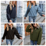 Women Sweatshirt Casual Leopard Print Lapels