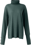 Women’s Turtleneck Top Loose Pullover Button