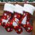 18 Inch Unique Red Linen Embroidered Christmas Socks with Lights