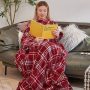 Flannel Wearable Blanket with Pullover Closure