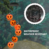Halloween Pumpkin Lights Solar Wind Chimes with 6 Pumpkin Lights