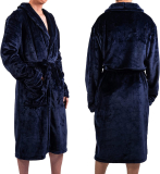 HYSEAS Mens Flannel Fleece Terry Long Bathrobe