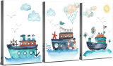 Kids Bathroom Wall Decor Cartoon Boat Pictures