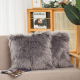 HYSEAS Set of 2 Decorative Faux Fur Throw Pillow Covers