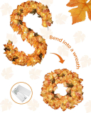 Vlorart Fall Maple Leaf Garland 5.6FT with Lights