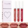 3 Pcs Matte Liquid Lipstick Makeup Set