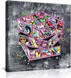 Pink Wall Decor – Banksy Canvas Wall-Art for Bedroom