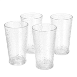 Amazon Basics Tritan Hammered Highball Glasses – 21-Ounce, Set of 4