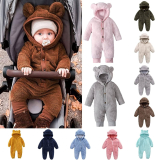 Fleece Baby Bodysuit One Piece Cute Bear Ears Kids