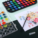 6 colors watercolor paints Set with paint brush
