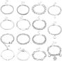 RnBLM JEWELRY 15 PCS Gold Chain Bracelet Set for Women Men