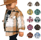 DealinM Kids Toddler Flannel Shirt Jacket Plaid Long Sleeve 