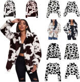 Womens Cow Print Tops Flannel Long Sleeve