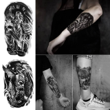5 Sheets Black 3D Realistic Half ArmTemporary Tatoos Stickers