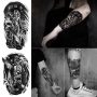 5 Sheets Black 3D Realistic Half ArmTemporary Tatoos Stickers