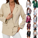Womens Vintage Double Breasted Blazer Jacket