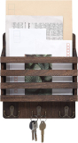 Mkono Rustic Wood Mail Bill Organizer Key Holder