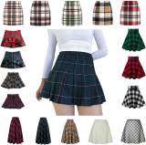 Womens Plaid Skirts Trendy High Waisted Pleated Mini Skirts