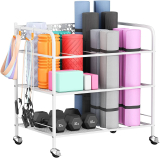 Metal Storage Rack with Wheels for Workout Equipment Storage