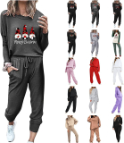  2 Piece Outfits for Womens Christmas Gnome Sweatsuits Long Sleeve