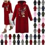 Swrowesi Christmas Long Sleeve Hoodie Dress