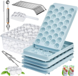 Round Ice cube Tray with Lid and Bin