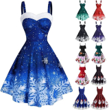 Women Christmas Dress Vintage Snowflake