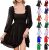 Swrowesi Women’s Waist-Hugging A Line Dress Chiffon Long Sleeve