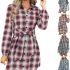Women’s Swing Tunic Elegant V Neck Button Sweatshirt