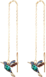  Hummingbird Threader Earrings Rhinestone Chain Tassel Earring￼