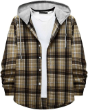 Flannel Jacket for Men Plaid Long Sleeve Hoodeid Shirt