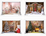Christmas scene photography background cloth￼