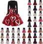 Women’s Vintage Long Sleeve Sweet Heart Print Dresses Valentine’s Day