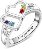  Customized Mothers Ring with 2-8 Birthstones & Names ￼