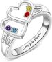  Customized Mothers Ring with 2-8 Birthstones & Names ￼