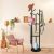  Wooden Coat Rack Freestanding, Rotary Clothes Rack Stand with 3 Storage Shelves and 9 Hooks,￼