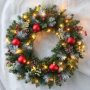 Christmas Wreath 16 Inch Christmas Decorations Wreaths for Front Door with LED Battery