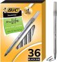 36 Count BIC Round Stic Xtra Life Black Ballpoint Pens