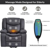 Electric Tilt Lift Heated Massage Chair, Gray