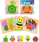 5 Pack Wooden Puzzles for Toddlers￼
