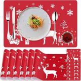 Set of 6 Christmas Placemats w/ 6 Drink Coasters￼