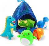 5Pack Dinosaur Stuffed Animals with Tie Dye House