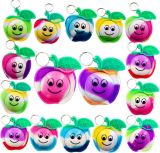  24 Packs Bulk Apple Mini Pop Fidget Key Chains￼
