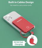  Small Portable Charger with Built in Cable￼
