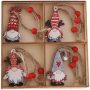 12 Pieces Christmas Gnome Ornaments Wooden Ornaments with Ropes Hanging Decorations
