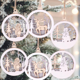 6 Pack Christmas Wooden Hanging Ornaments ￼