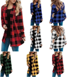 Women’s Plaid Shacket Jacket Open Front Long Sleeve