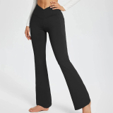 Women’s Solid Color Crossed Waist Leggings High Waisted