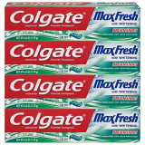 4 Pack of 6oz Colgate Max Fresh Whitening Toothpaste with Breath Strips