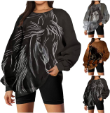 MIANHT Women’s Oversized Crewneck Sweatshirt Horse Pattern